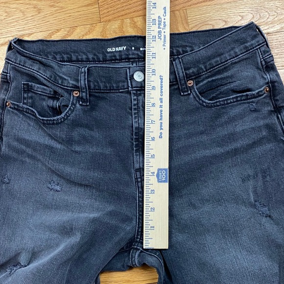 Old Navy Mid Rise Boyfriend Jeans Womens 8 Black Distressed Frayed Grunge Edgy - Picture 3 of 6